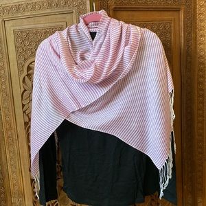 Pink and white striped scarf EUC